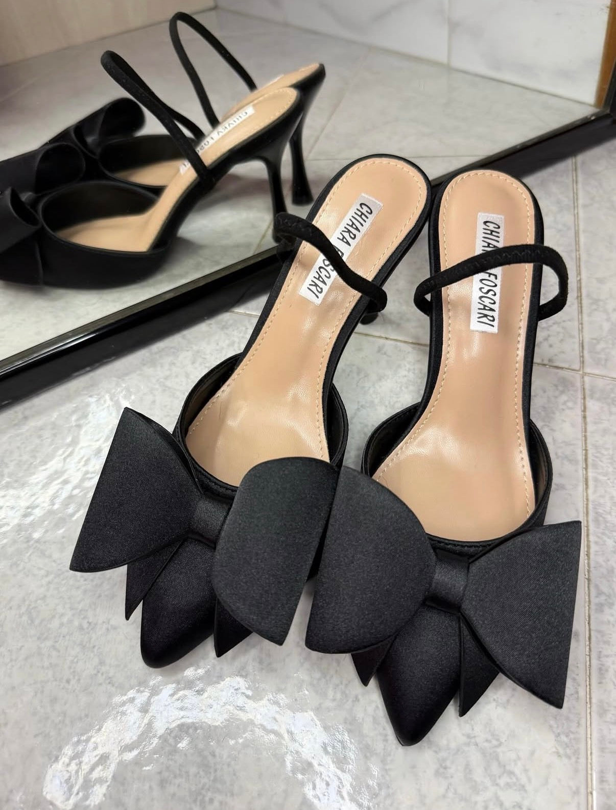 Slingback fiocco raso